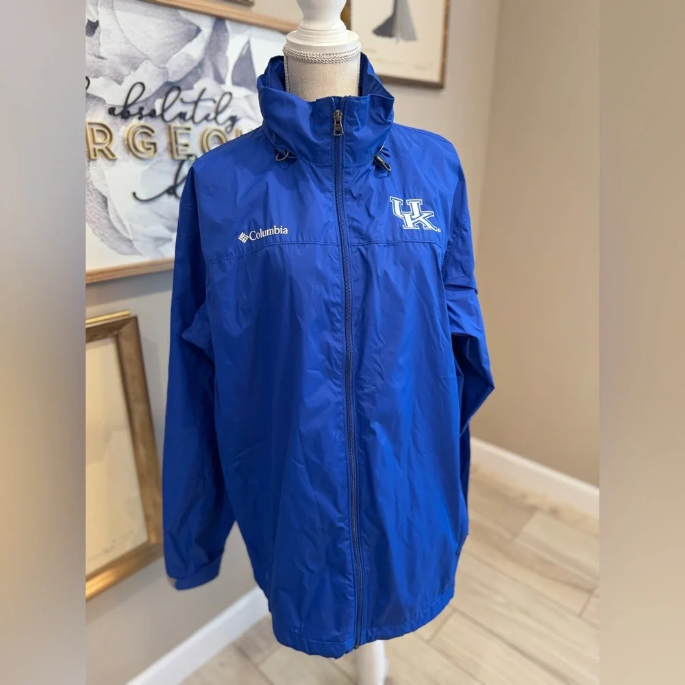 NWOT! COLUMBIA University of Kentucky Blue Windbreaker Rain Jacket